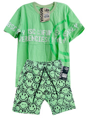 C1645 CAMISETA OVERSIZE VERDE MANZANA/ BERMUDA VEDE MANZANA BURDA